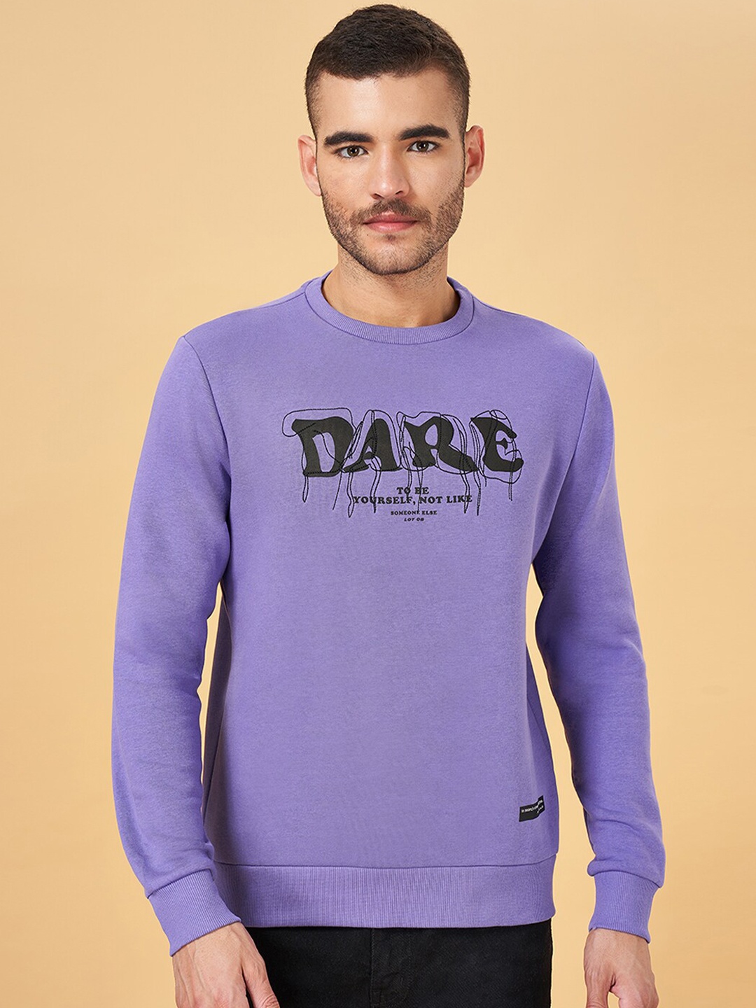 

People Lavender Typography Printed Sweatshirt
