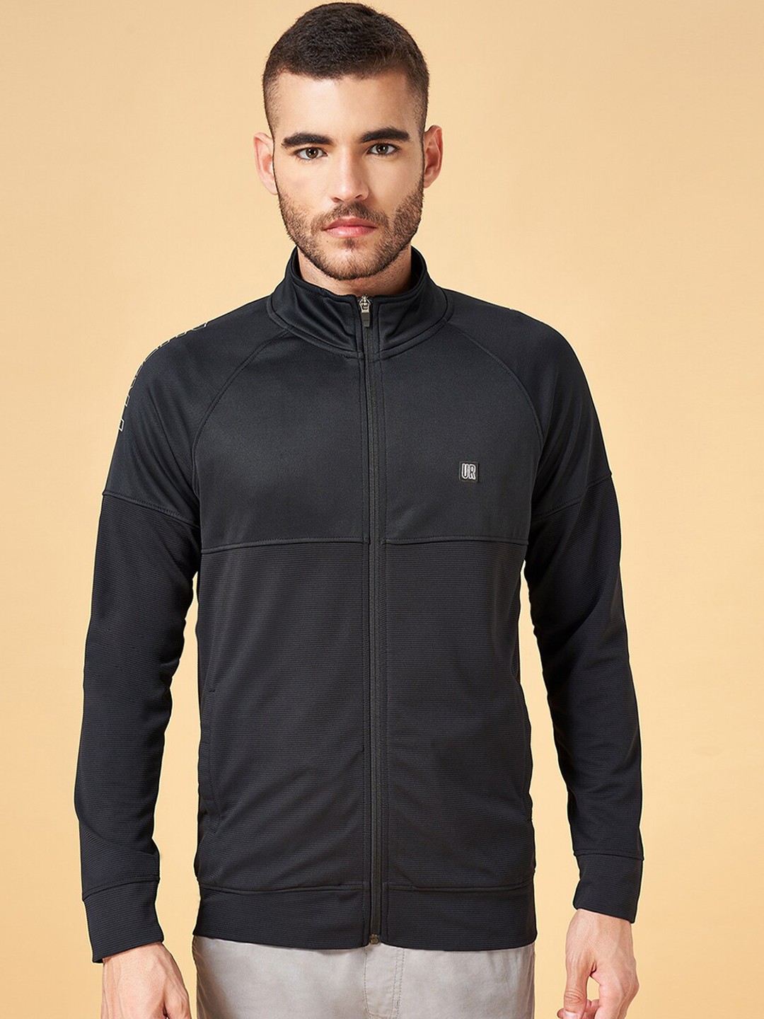 

Urban Ranger by pantaloons Front-Open Cotton Sweatshirt, Black