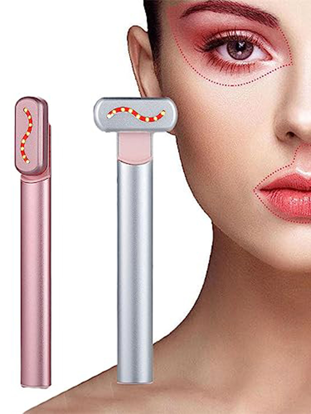 

WBC WorldBeautyCare 4 In 1 Facial Wand with Red Light Therapy, Nude