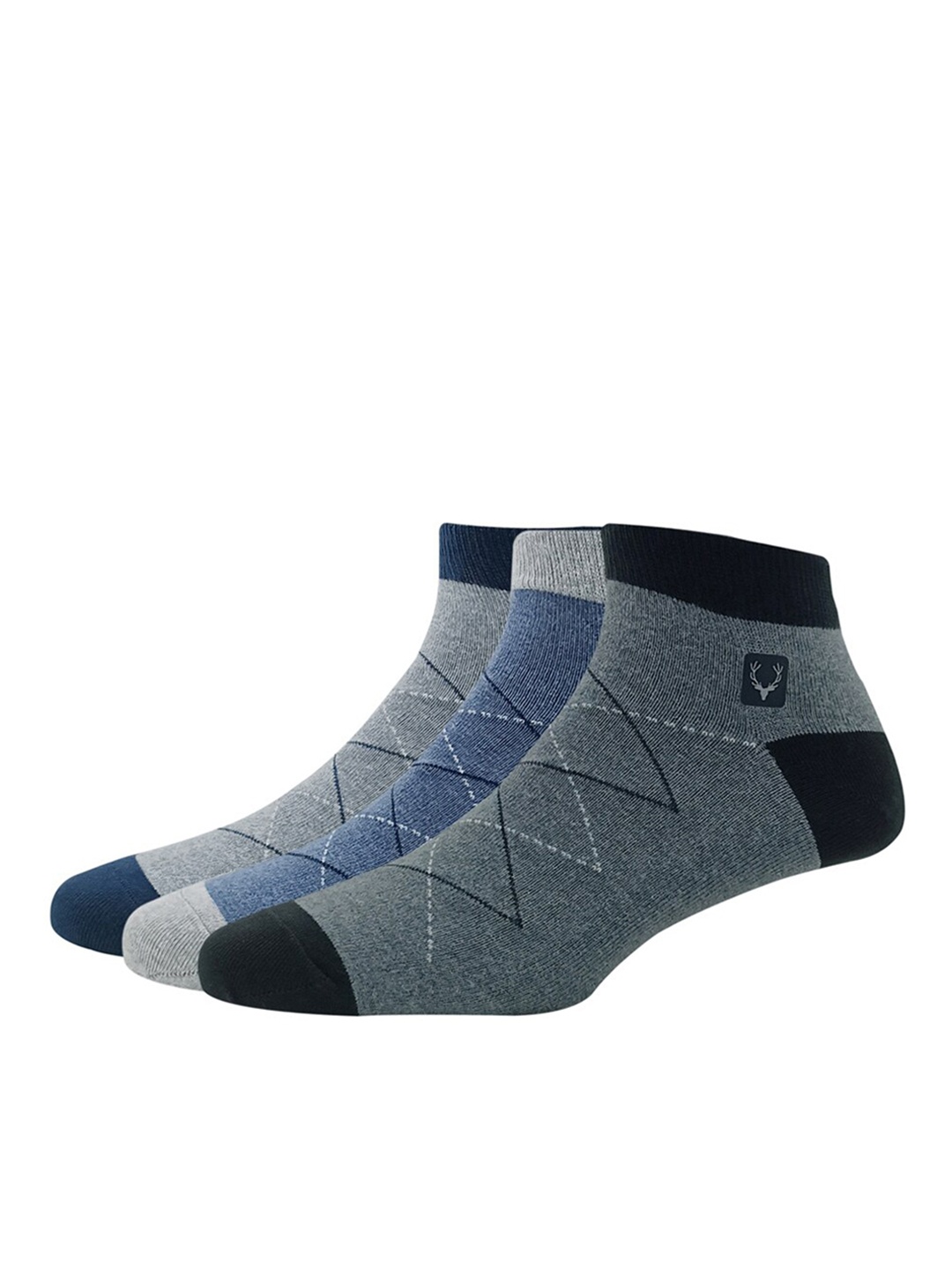 

Allen Solly Men Pack Of 3 Patterned Ankle Length Socks, Grey melange