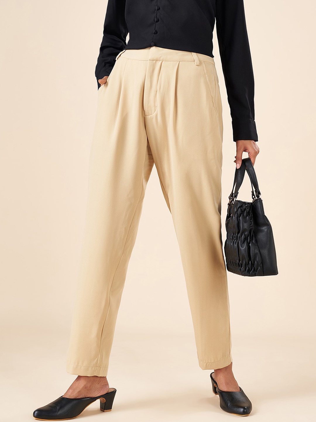 

YU by Pantaloons Women Regular Trousers, Beige