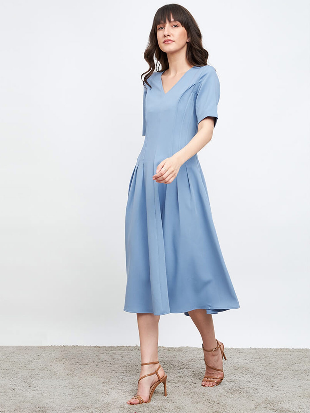 

SALT ATTIRE V-Neck Fit & Flare Midi Dress, Blue