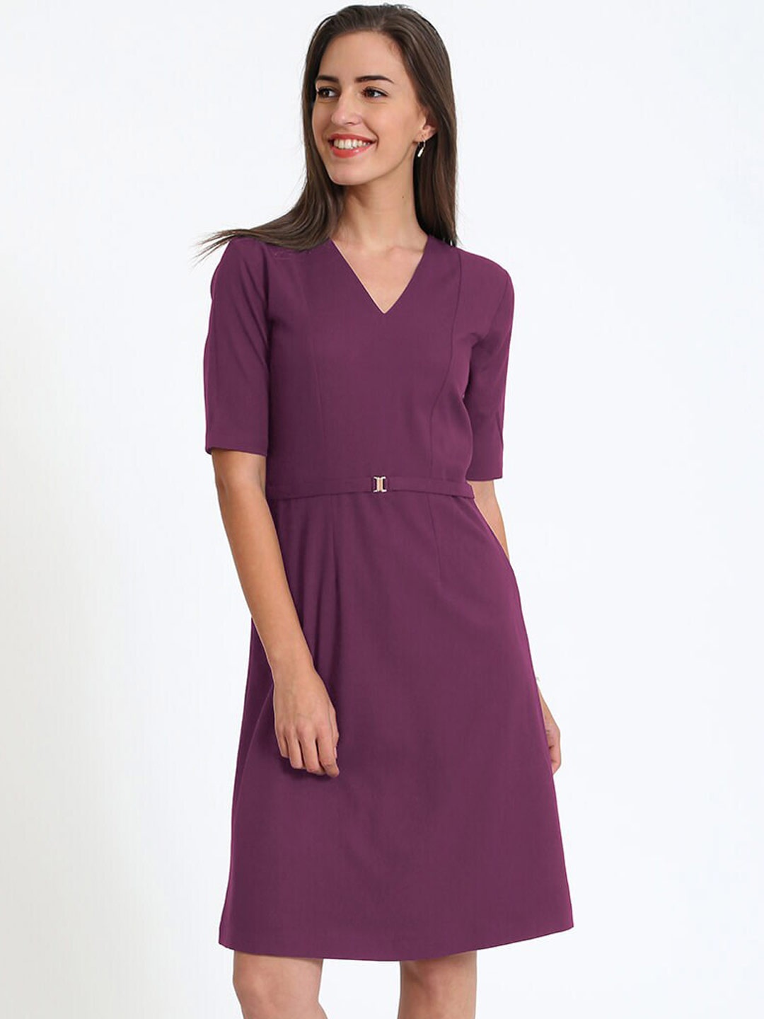 

SALT ATTIRE V-Neck A-Line Dress, Purple