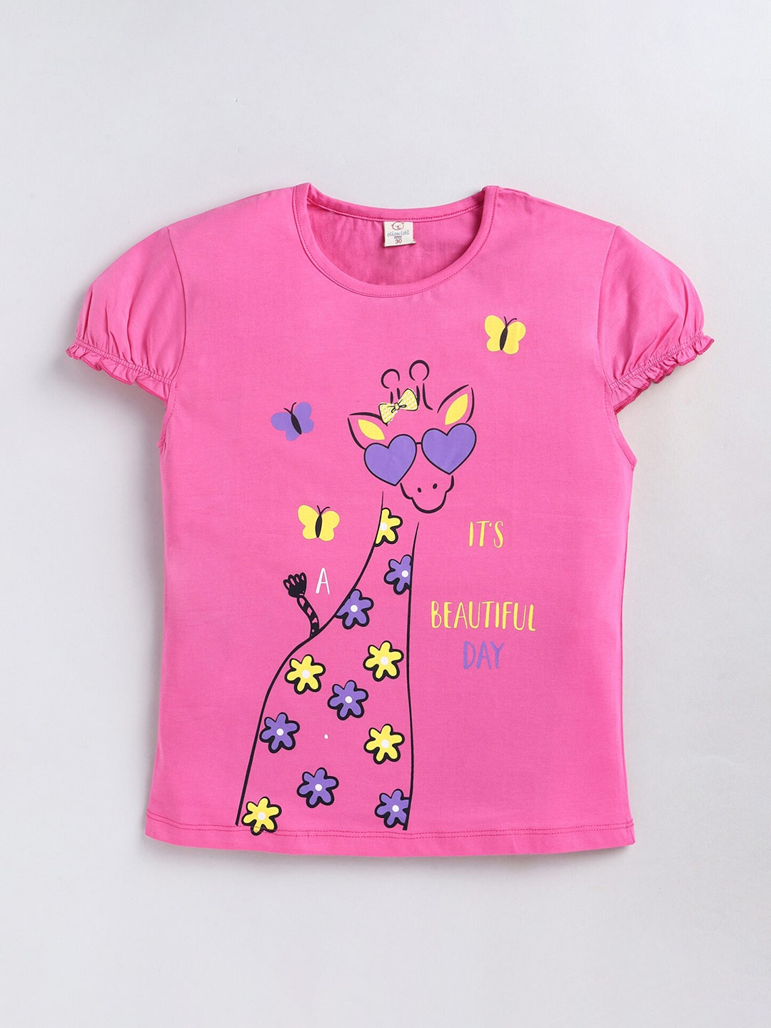 

Olio Kids Girls Graphic Printed Pure Cotton T-shirt, Pink