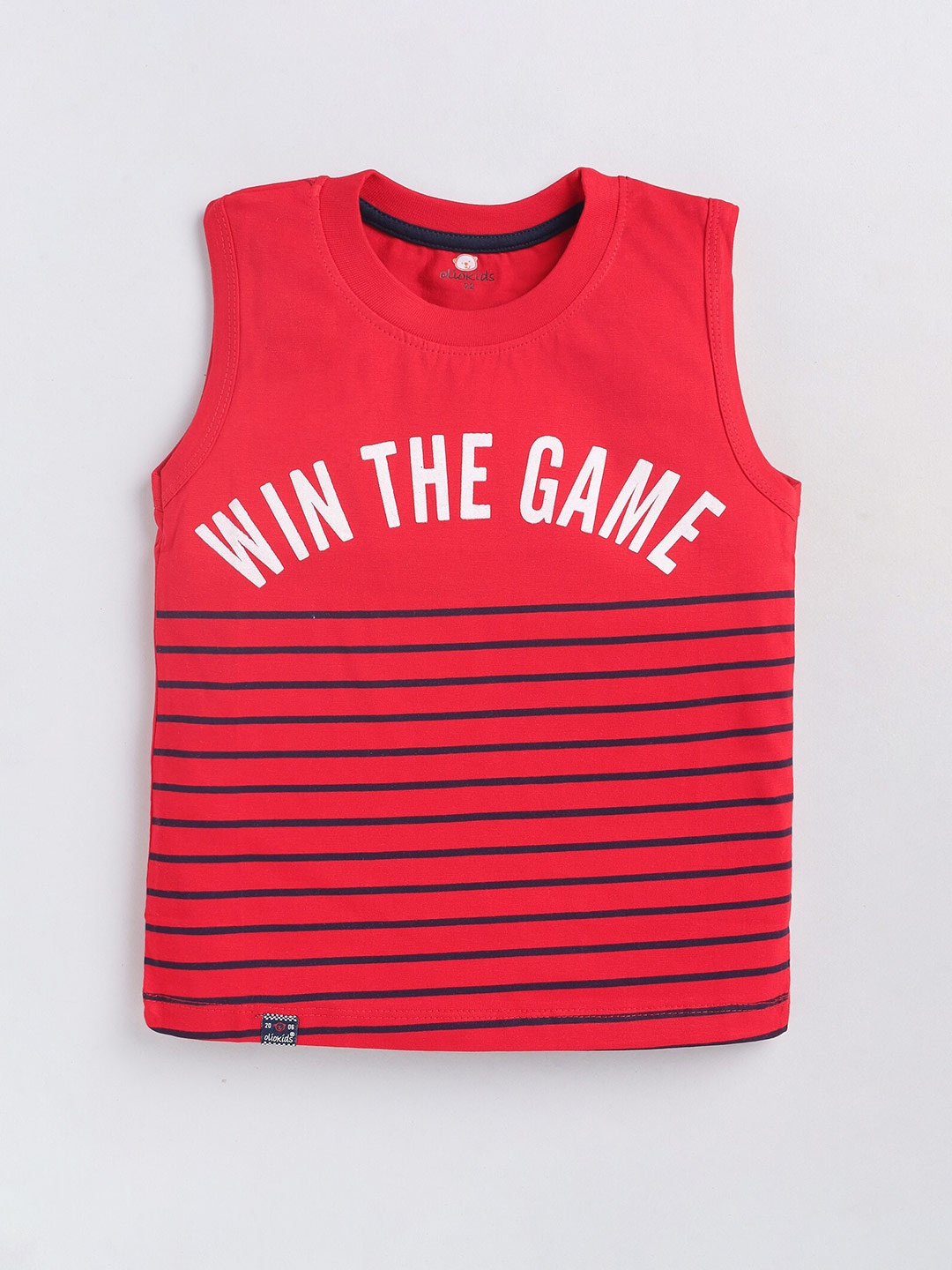 

Olio Kids Boys Typography Printed Sleeveless Cotton T-shirt, Red
