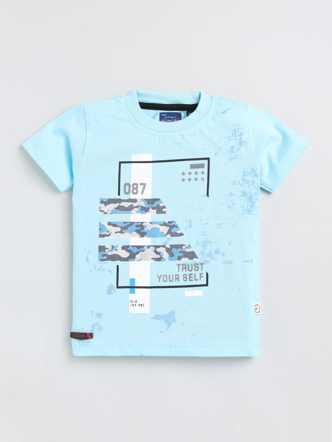 

Olio Kids Infant Boys Typography Printed Pure Cotton T-shirt, Blue