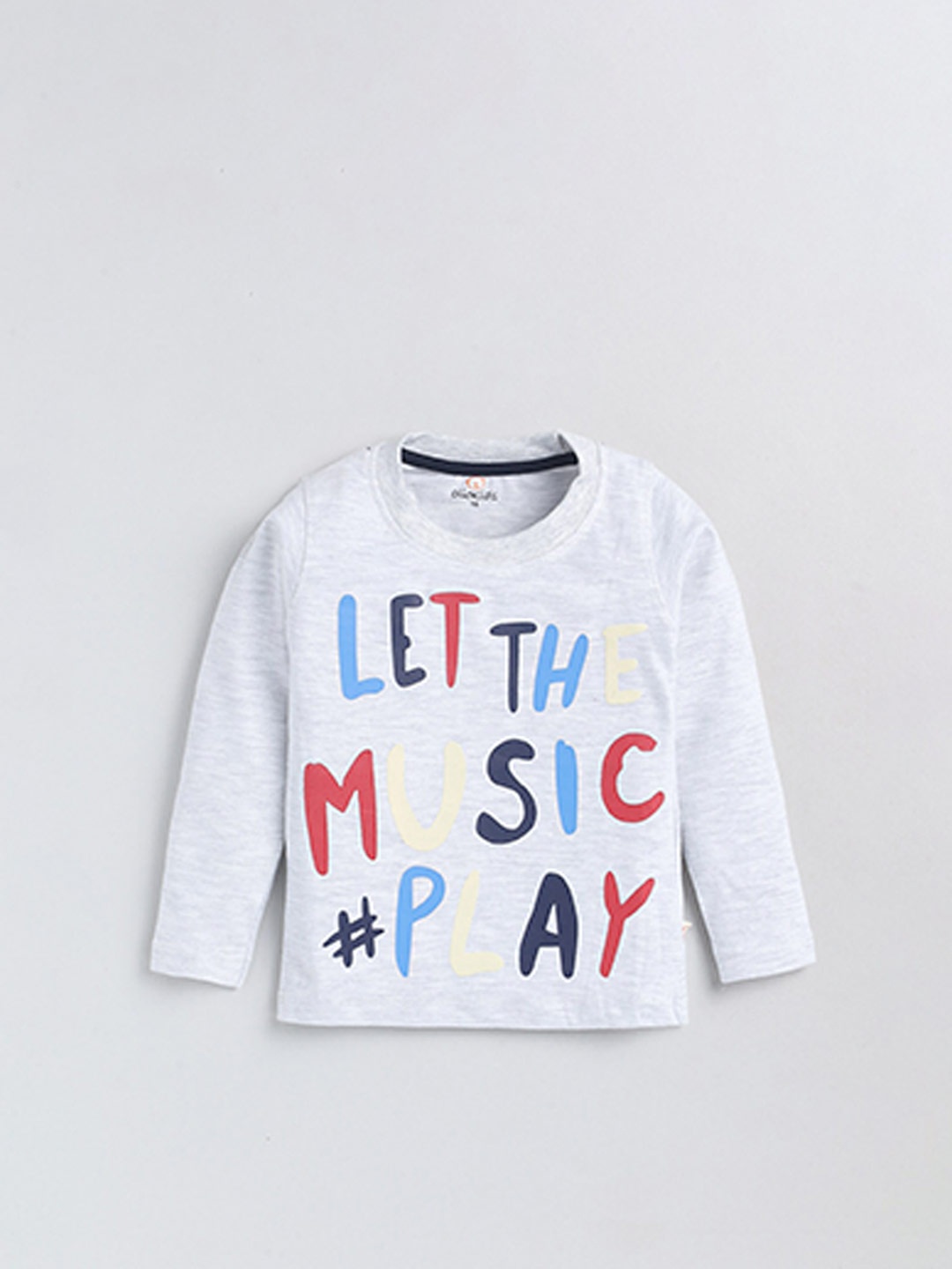 

Olio Kids Infant Boys Typography Printed Long Sleeves Pure Cotton T-shirt, Grey