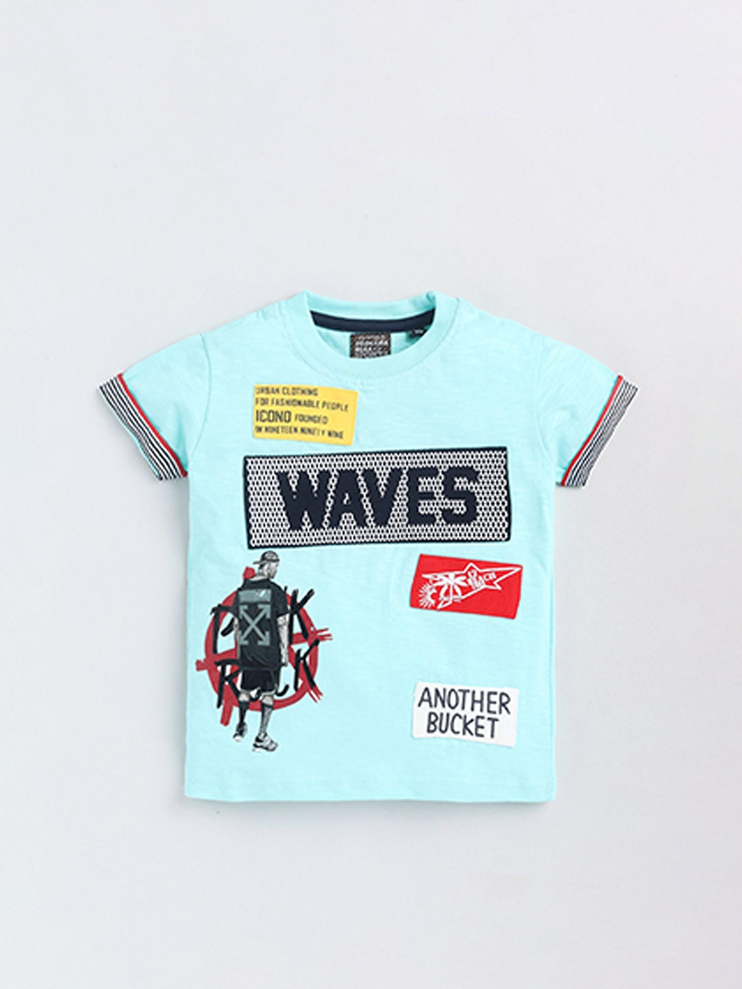 

Olio Kids Infant Boys Typography Printed Pure Cotton T-shirt, Blue