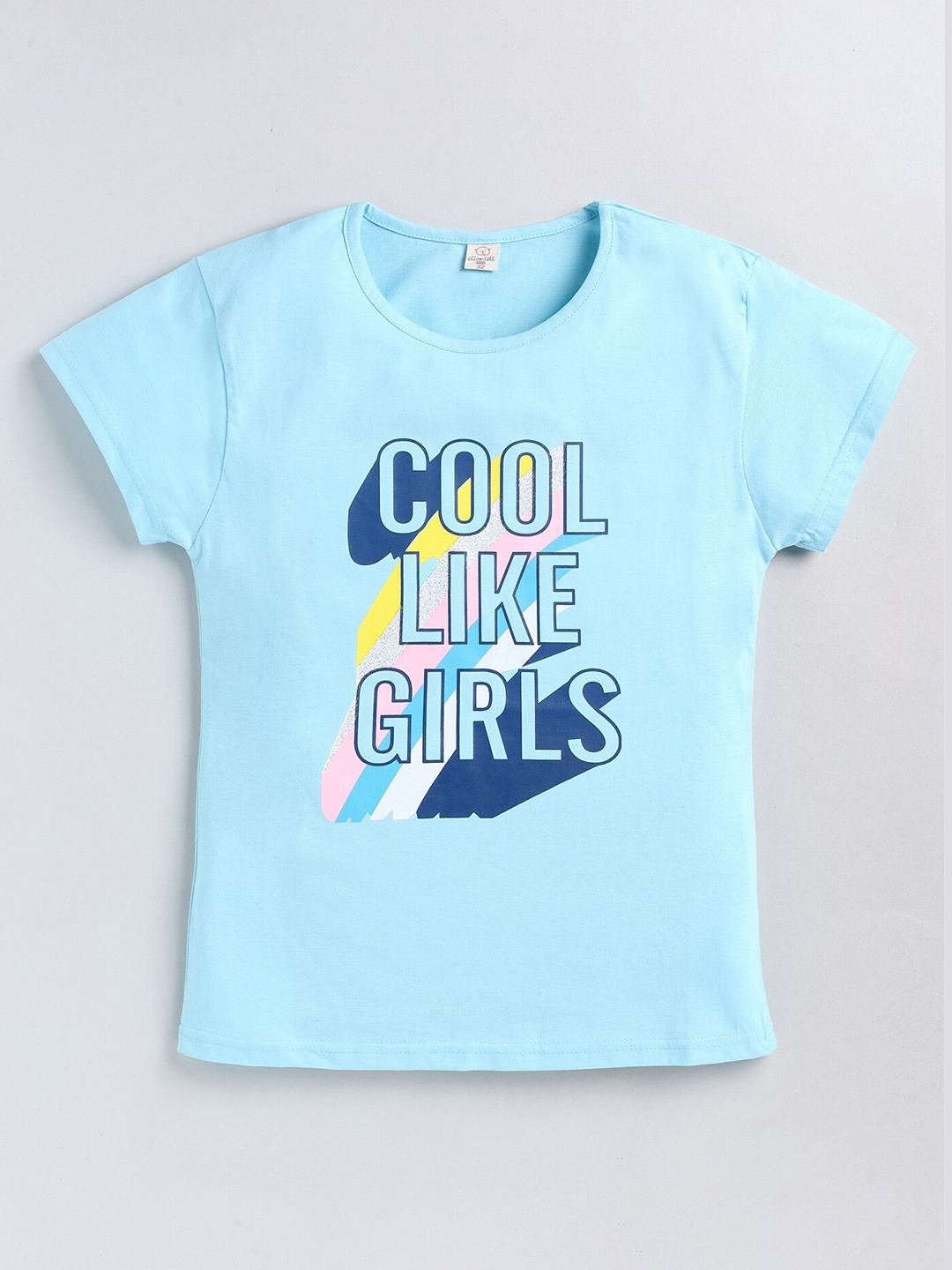 

Olio Kids Girls Typography Printed Pure Cotton T-shirt, Blue