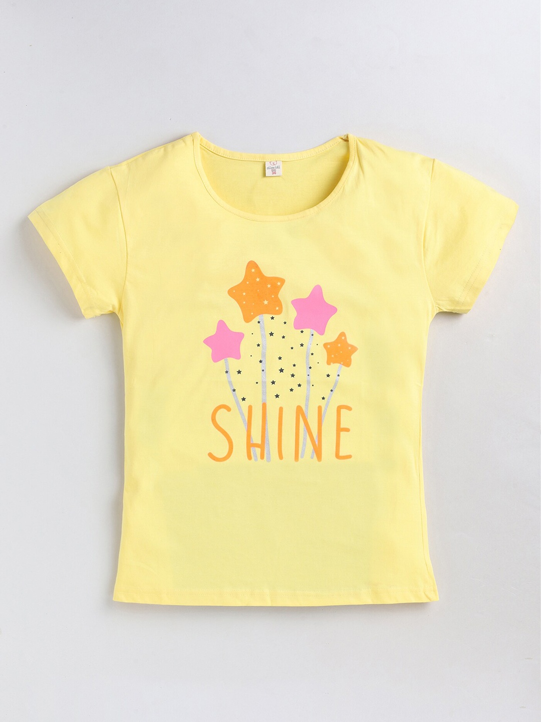 

Olio Kids Girls Typography Printed Pure Cotton T-shirt, Yellow