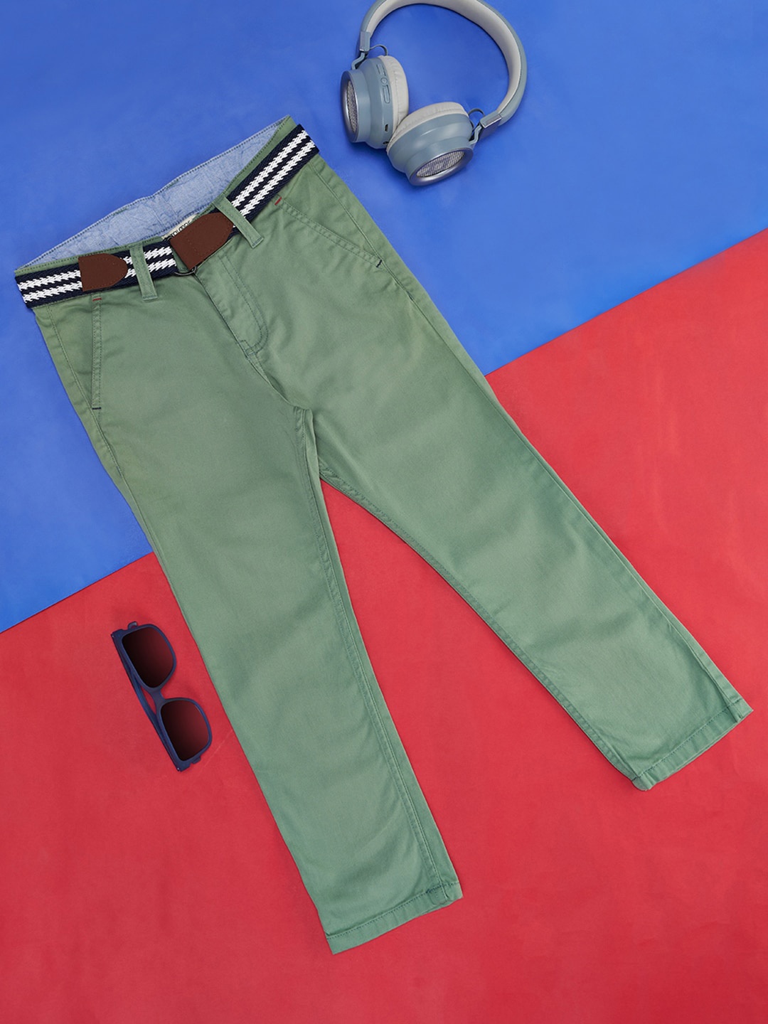 

Pantaloons Junior Boys Regular Trousers, Green