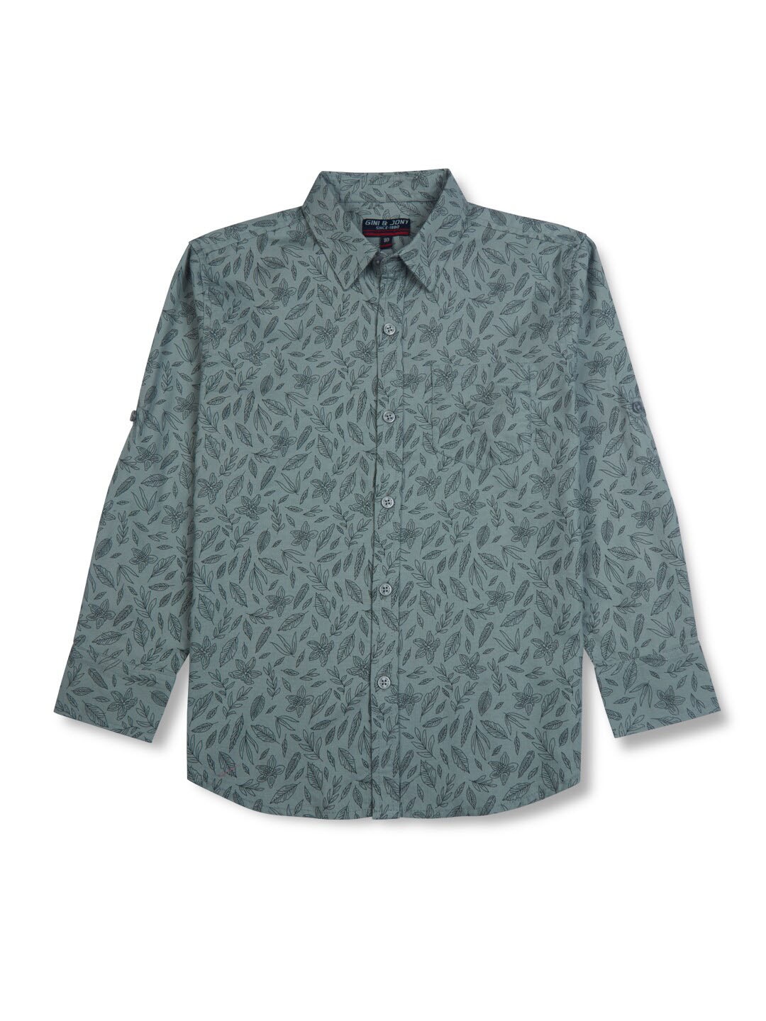 

Gini and Jony Boys Floral Printed Spread Collar Casual Shirt, Green