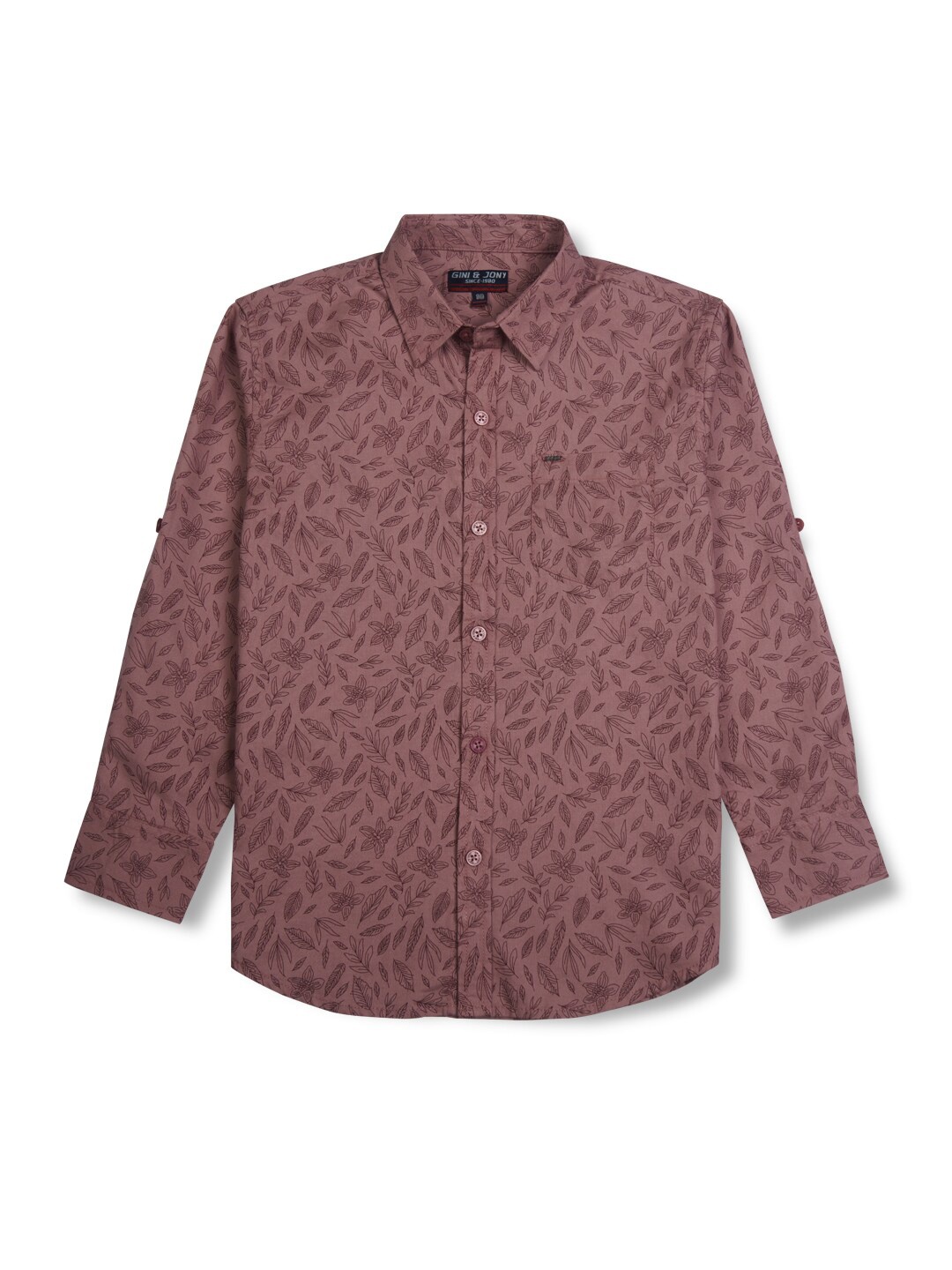 

Gini and Jony Boys Floral Printed Spread Collar Casual Shirt, Pink