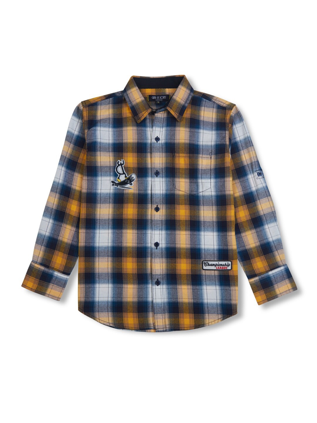 

Gini and Jony Boys Others Checked Spread Collar Long Sleeve Pocket Cotton Casual Shirt, Yellow