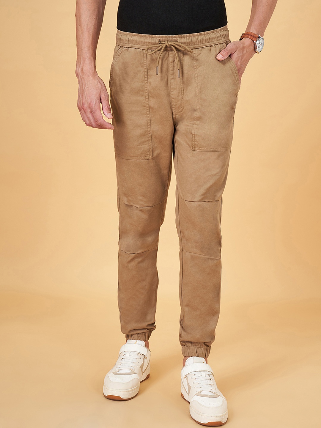 

Urban Ranger by pantaloons Men Slim Fit Trousers, Khaki
