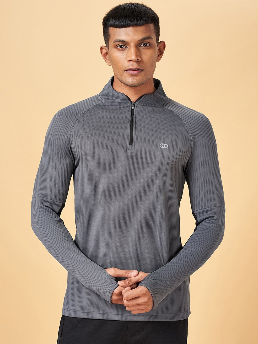 

Ajile by Pantaloons Henley Neck Long Sleeves Cotton Slim Fit T-shirt, Grey
