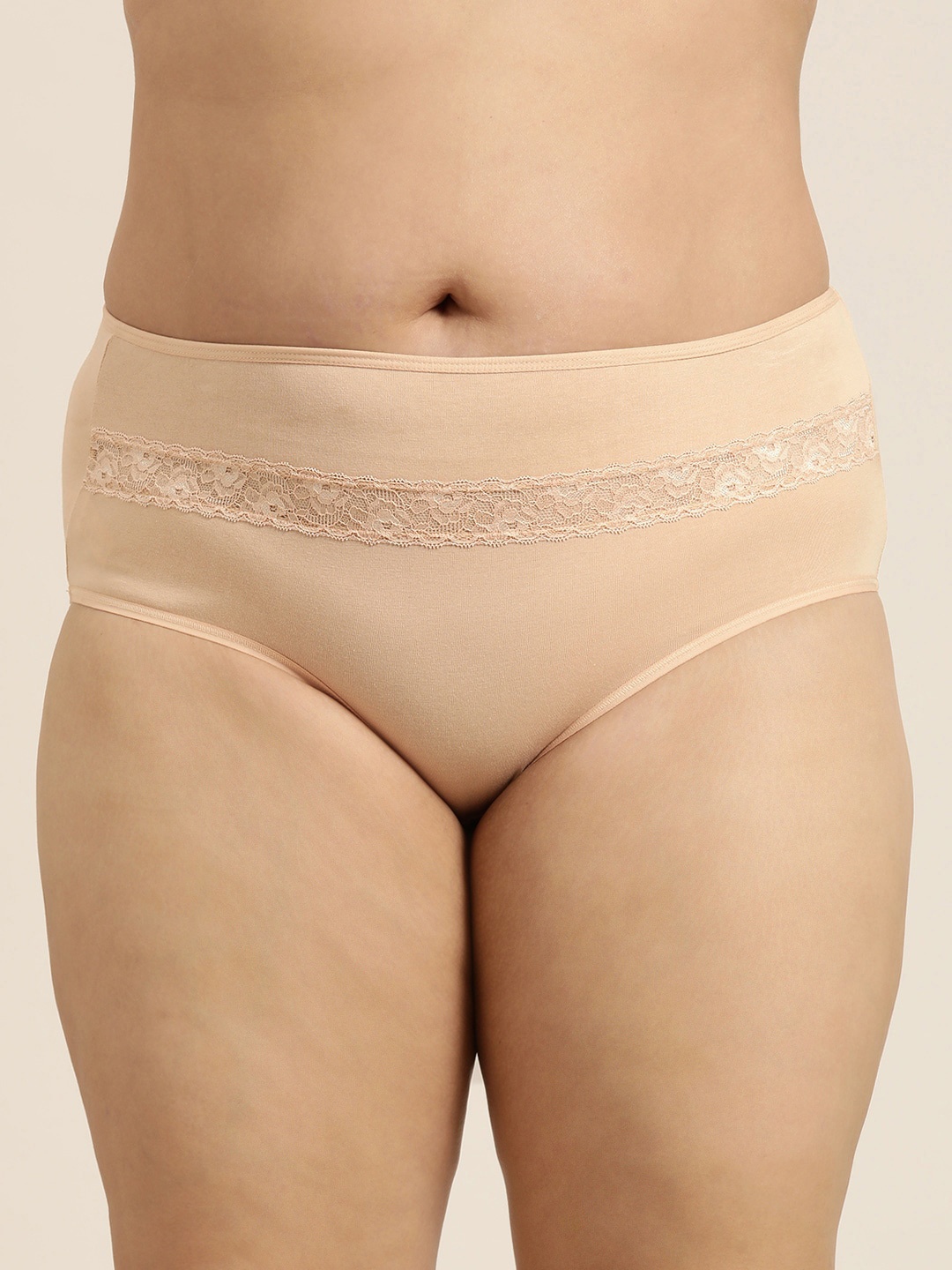 

Sztori Plus Size Pack Of 3 Mid-Rise Hipster Briefs, Beige