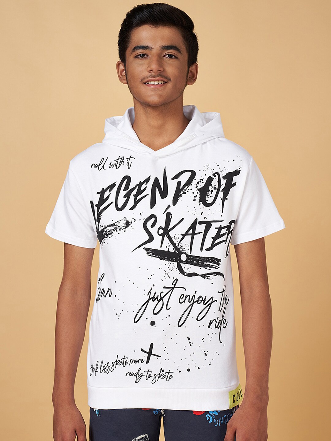 

Coolsters by Pantaloons Boys Typography Printed Hooded Cotton T-shirt, White