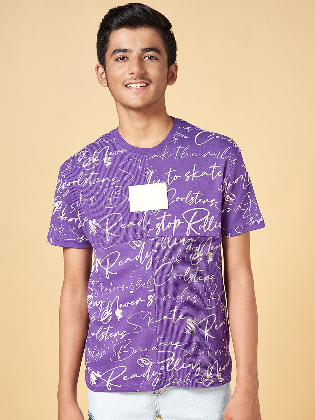 

Coolsters by Pantaloons Boys Printed Short Sleeves Cotton T-shirt, Purple
