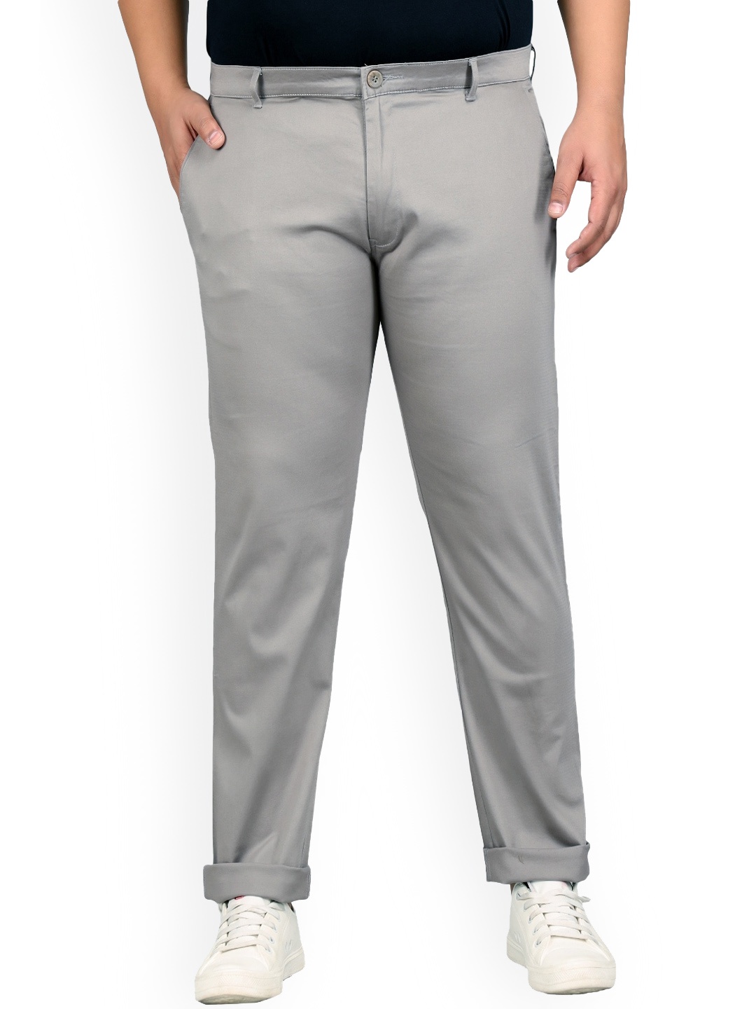 

STUDIO NEXX Men Relaxed Pure Cotton Chinos Trousers, Grey