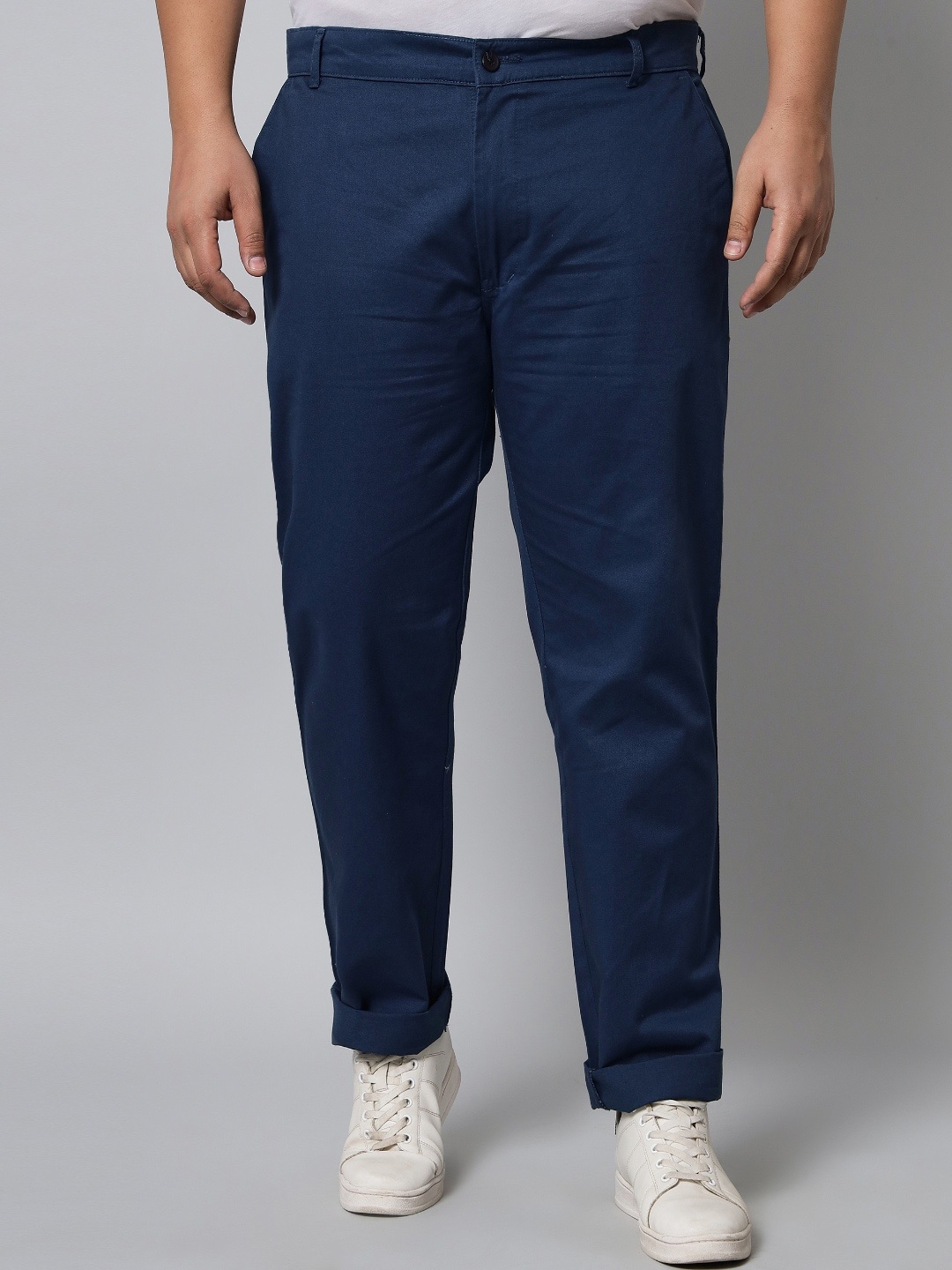 

STUDIO NEXX Men Mid-Rise Relaxed Pure Cotton Chinos Trousers, Blue