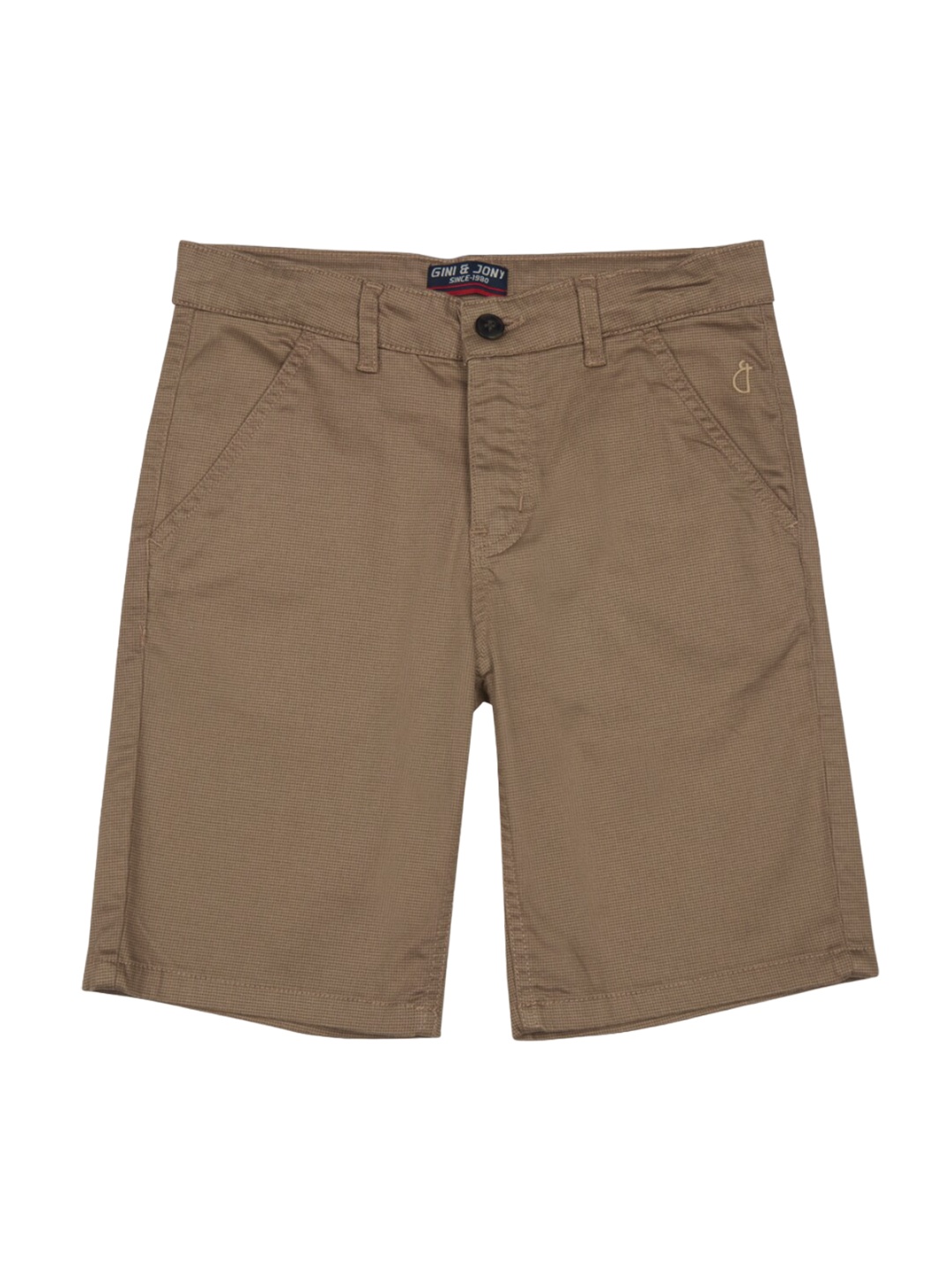 

Gini and Jony Boys Mid-Rise Cotton Shorts, Brown