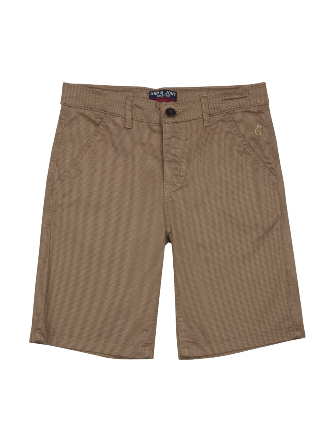

Gini and Jony Boys Mid-Rise Cotton Shorts, Brown