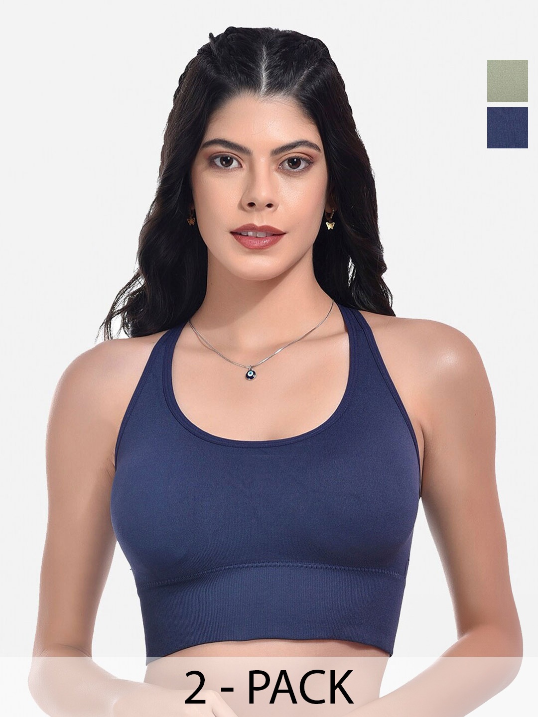 

StyFun Pack Of 2 Full Coverage Lightly Padded All Day Comfort Bra, Navy blue