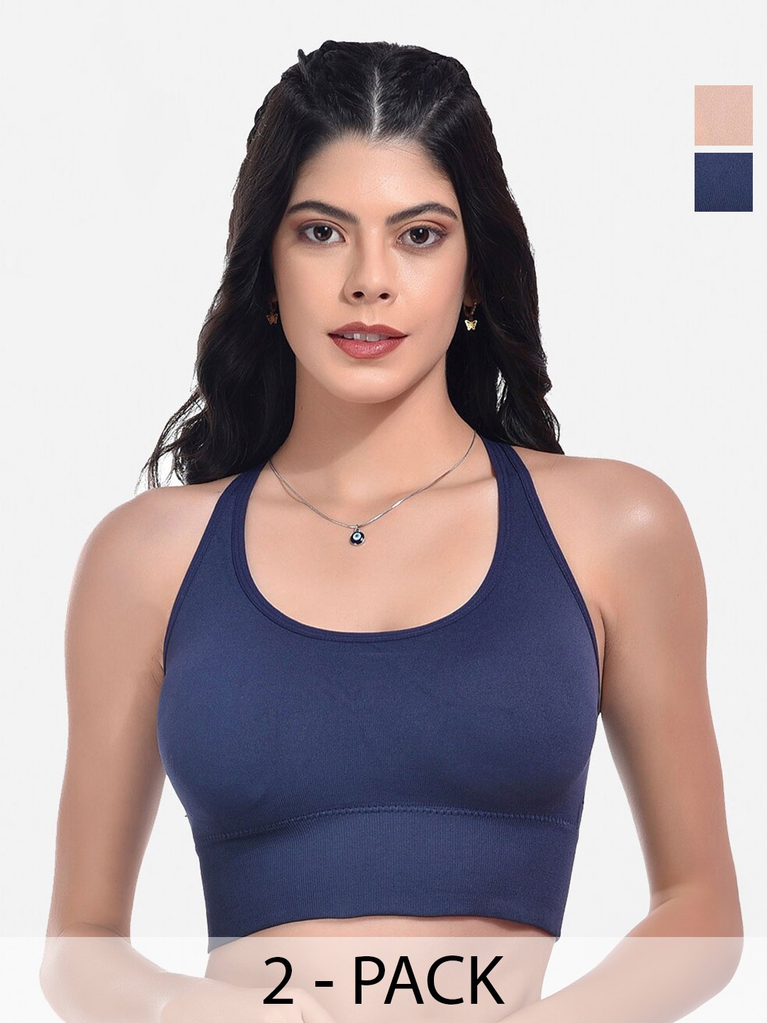 

StyFun Pack Of 2 Full Coverage Lightly Padded All Day Comfort Bra, Navy blue