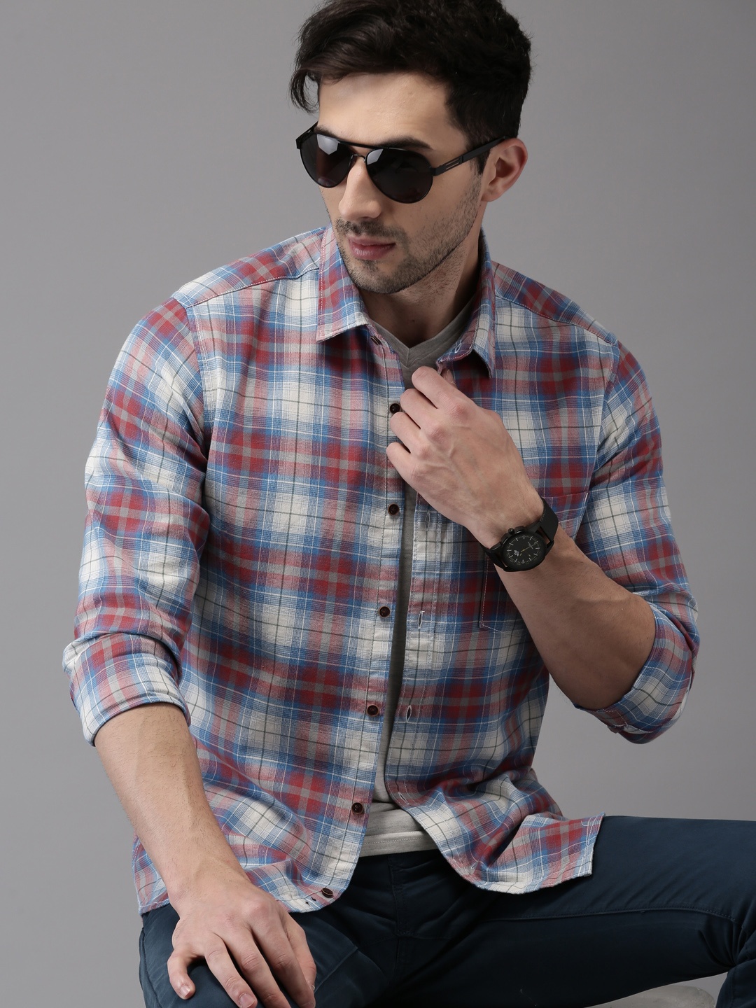 

HERE&NOW Men Regular Fit Checked Casual Shirt, Multi