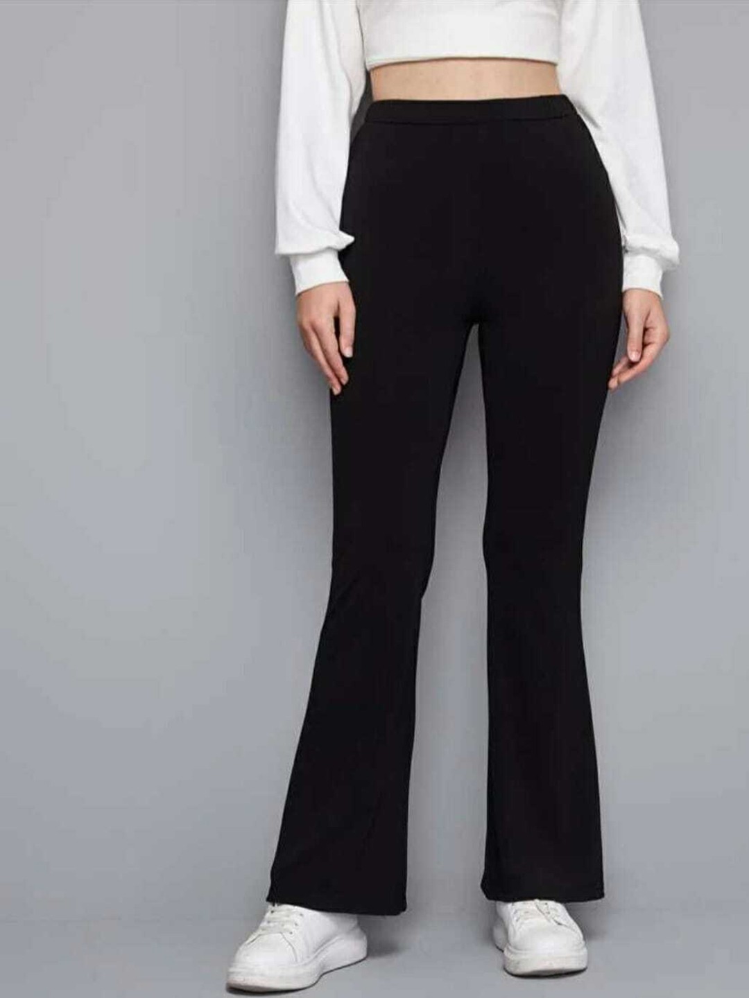 

BROADSTAR Women Smart Flared High-Rise Easy Wash Bootcut Trousers, Black