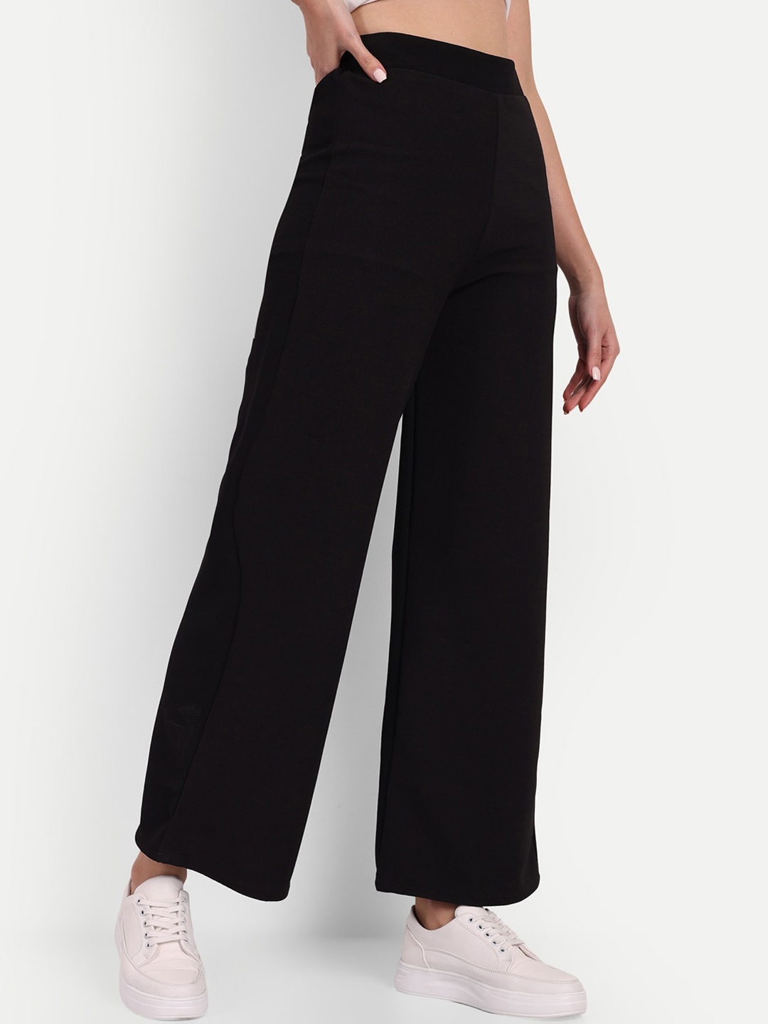 

BROADSTAR Women Smart Loose Fit High-Rise Easy Wash Parallel Trouser, Black