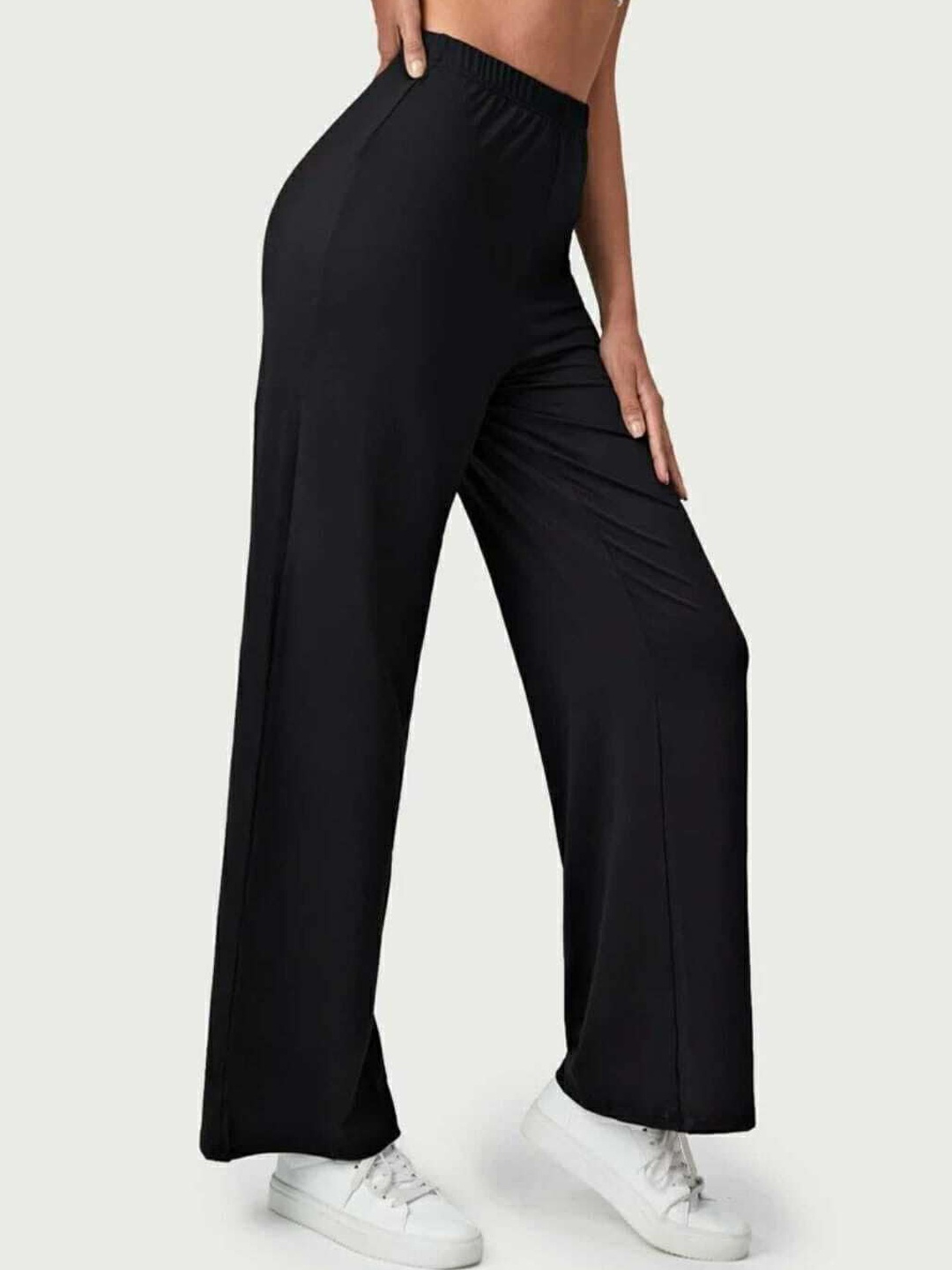 

BROADSTAR Women Smart Loose Fit High-Rise Easy Wash Parallel Trousers, Black
