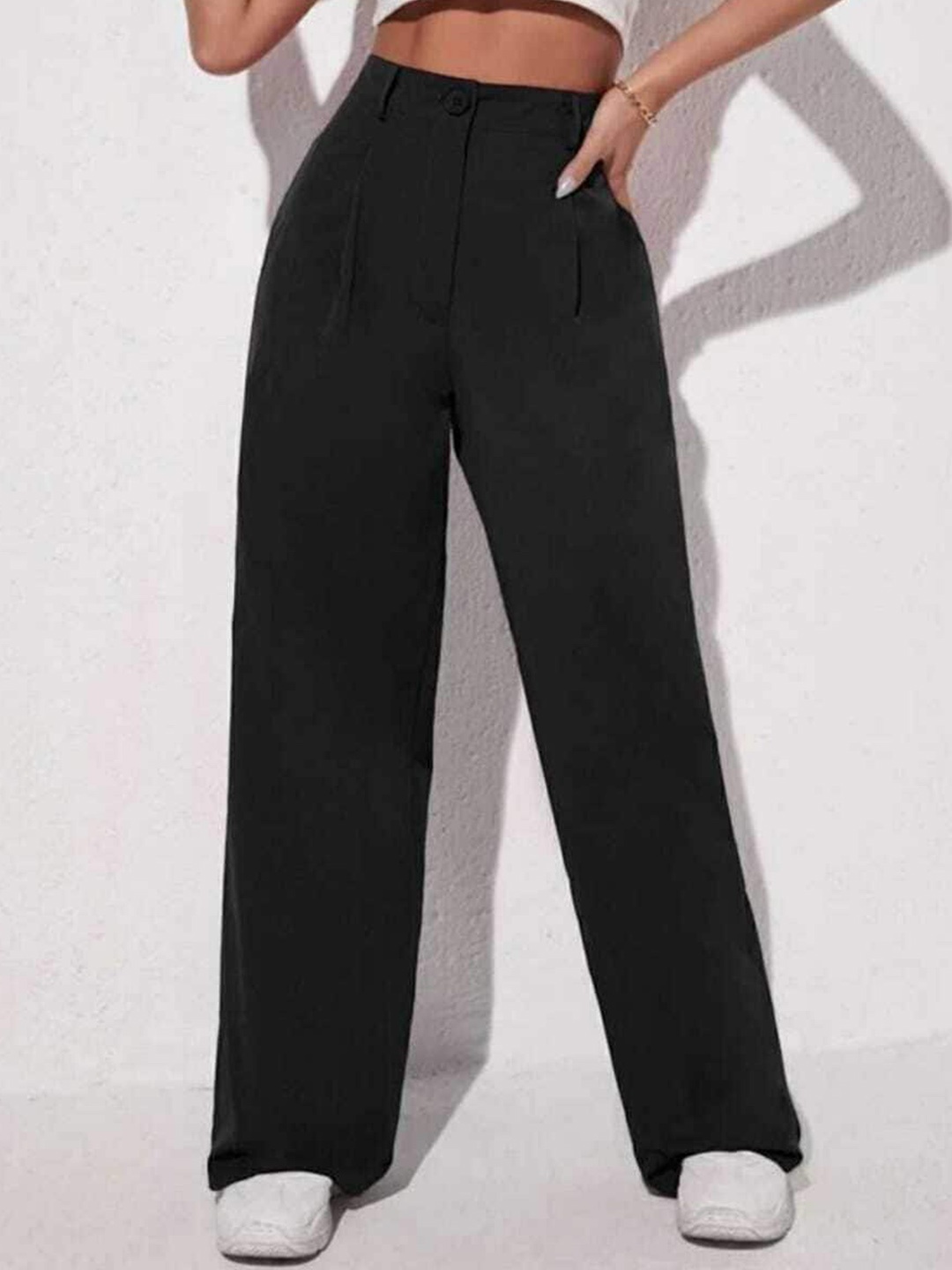 

BROADSTAR Women Pleated Korean Pants, Black