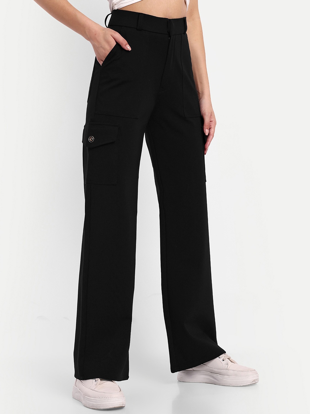 

BROADSTAR Women Smart High-Rise Easy Wash Trousers, Black