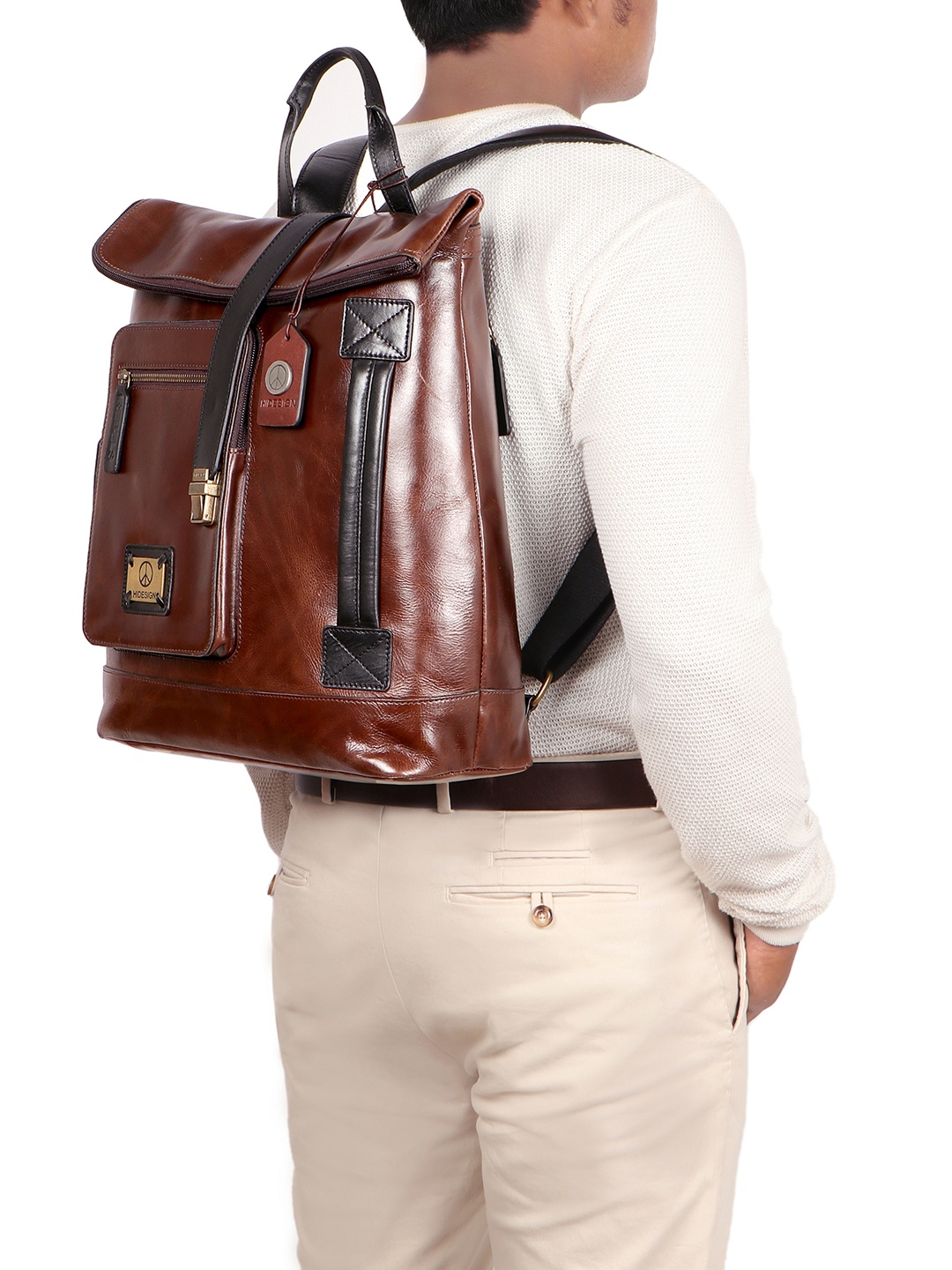 

Hidesign Men Leather Backpack, Brown