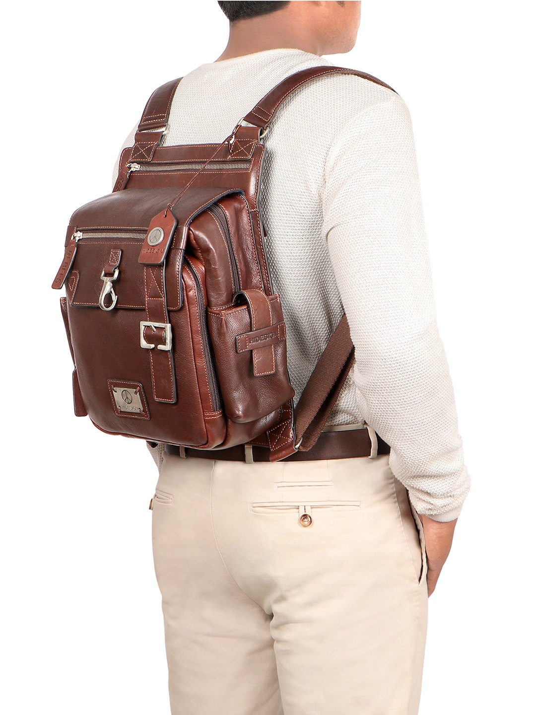 

Hidesign Men Brown Leather Backpack