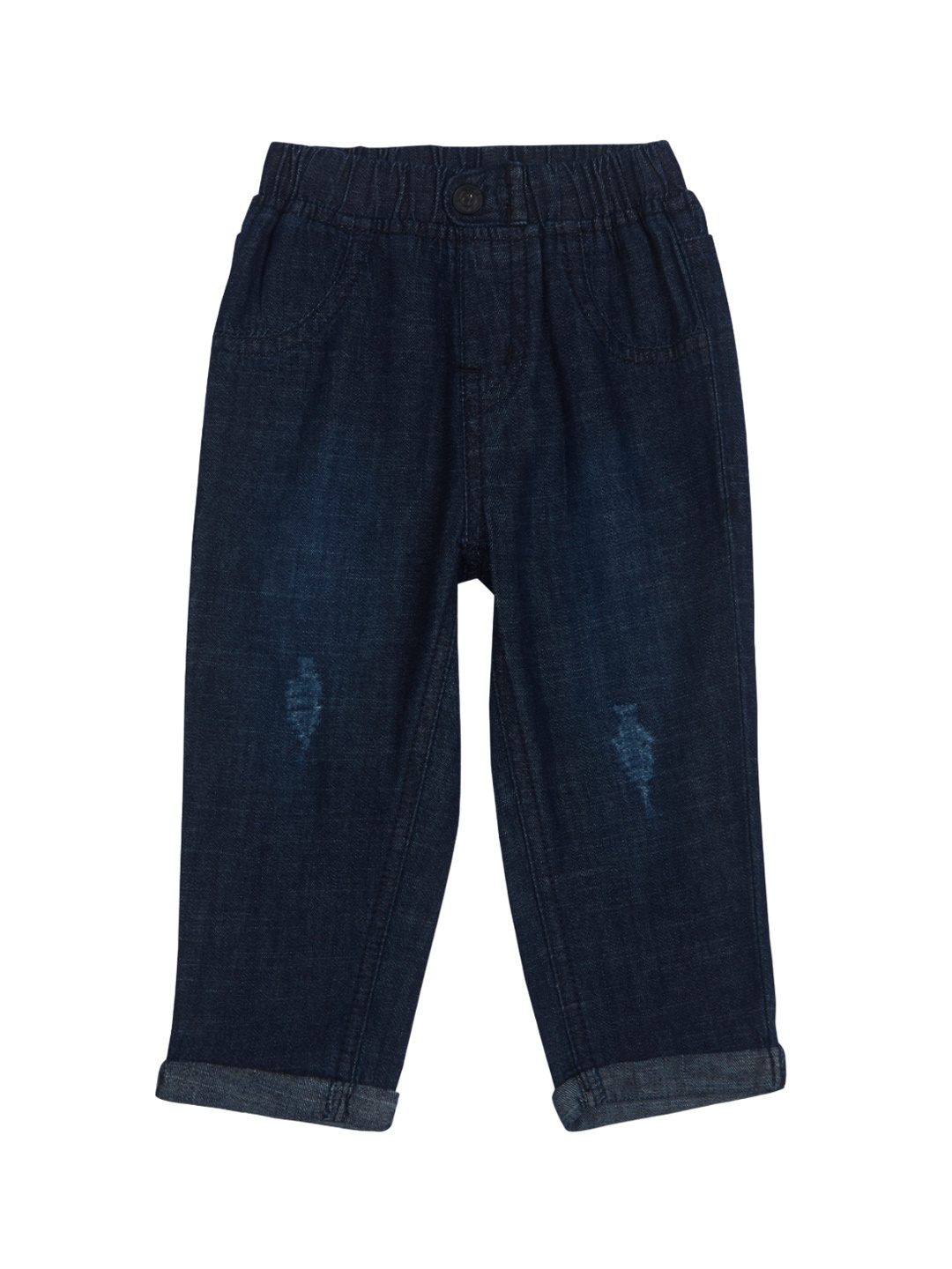 

GJ baby Boys Mid-Rise Dark Shade Low Distress Cotton Stretchable Jeans, Navy blue