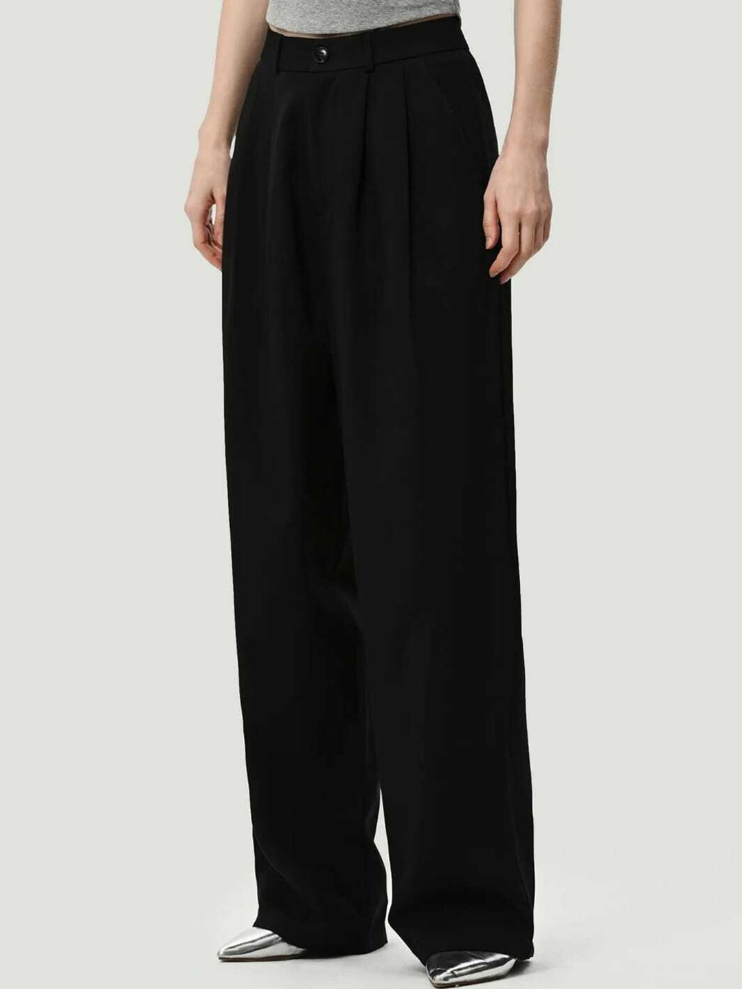 

BROADSTAR Women Pleated Korean Pants, Black