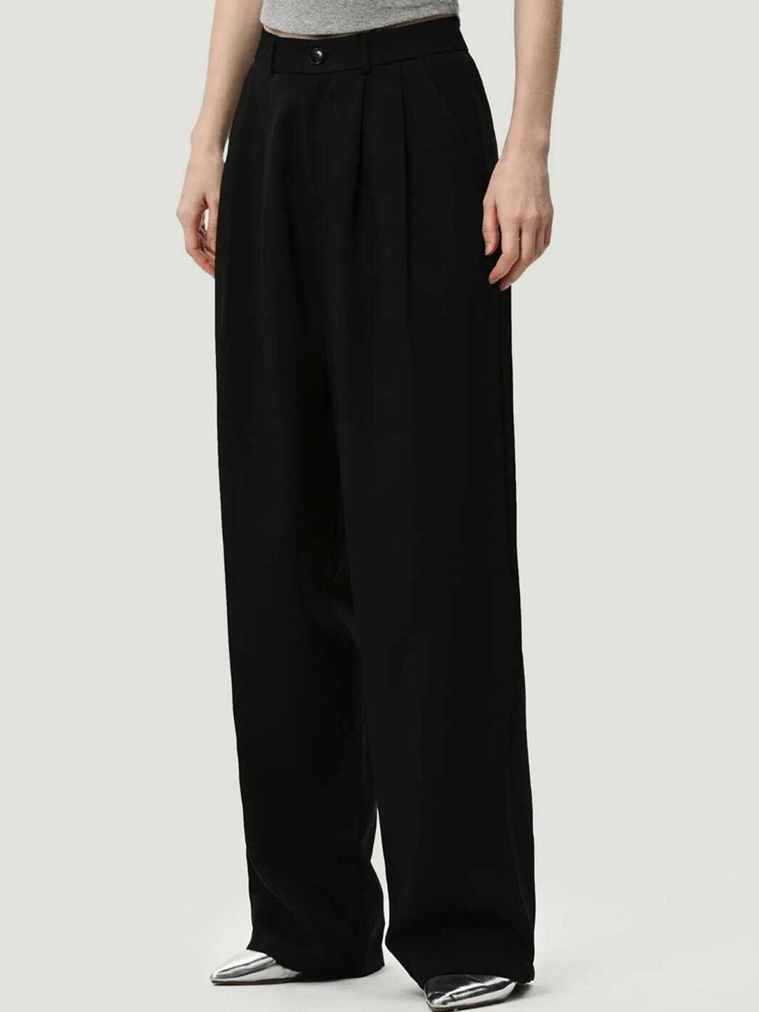 

BROADSTAR Women Pleated Korean Pants, Black