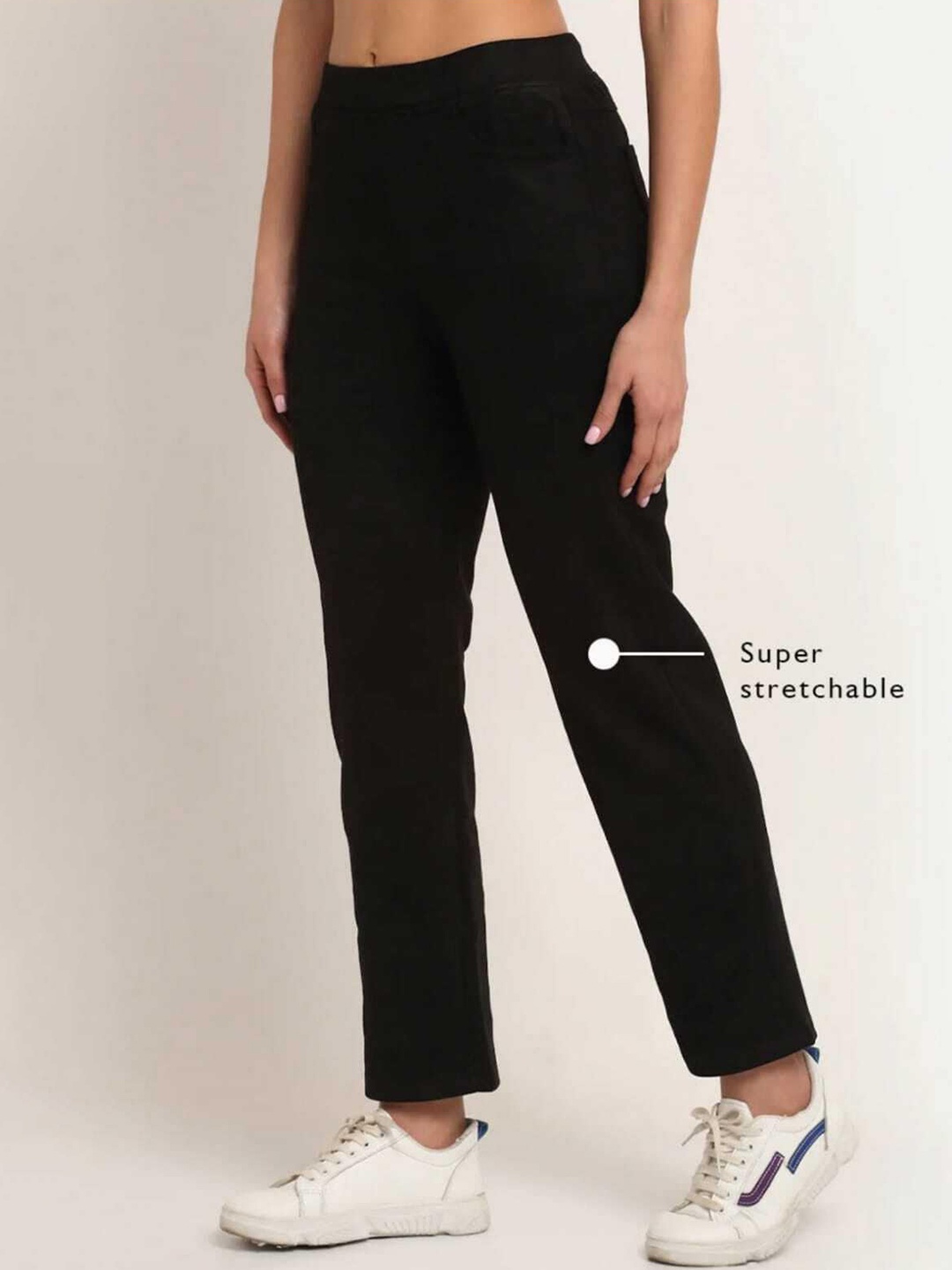 

BROADSTAR Women Smart Straight Fit High-Rise Easy Wash Trousers, Black