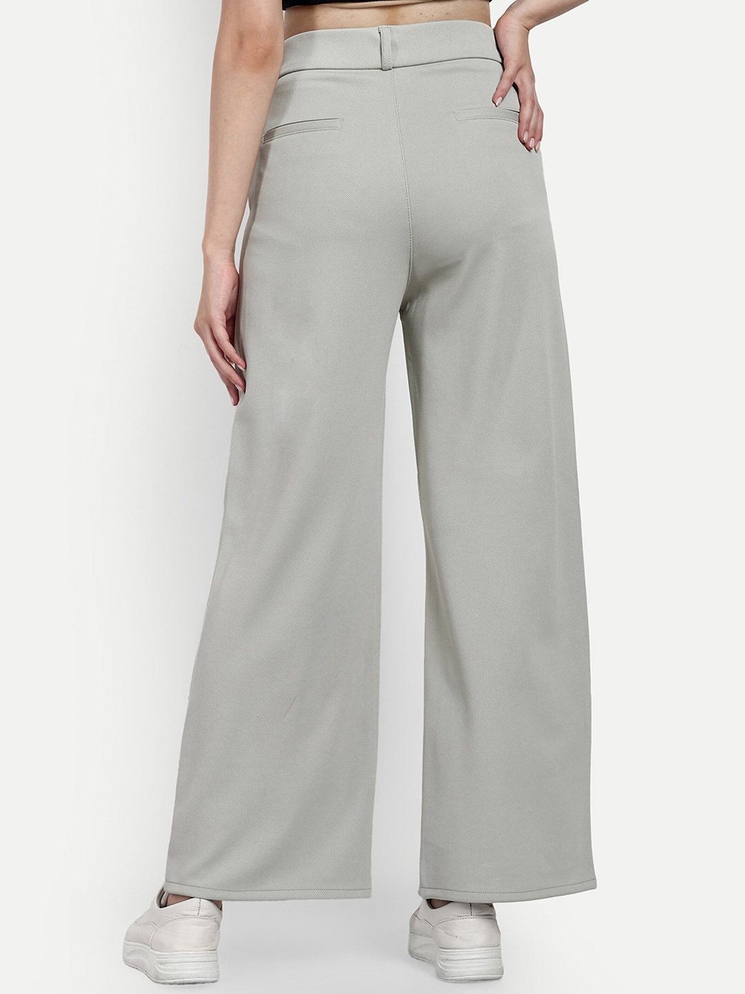 

BROADSTAR Women Smart Loose Fit High-Rise Easy Wash Pleated Parallel Trousers, Grey