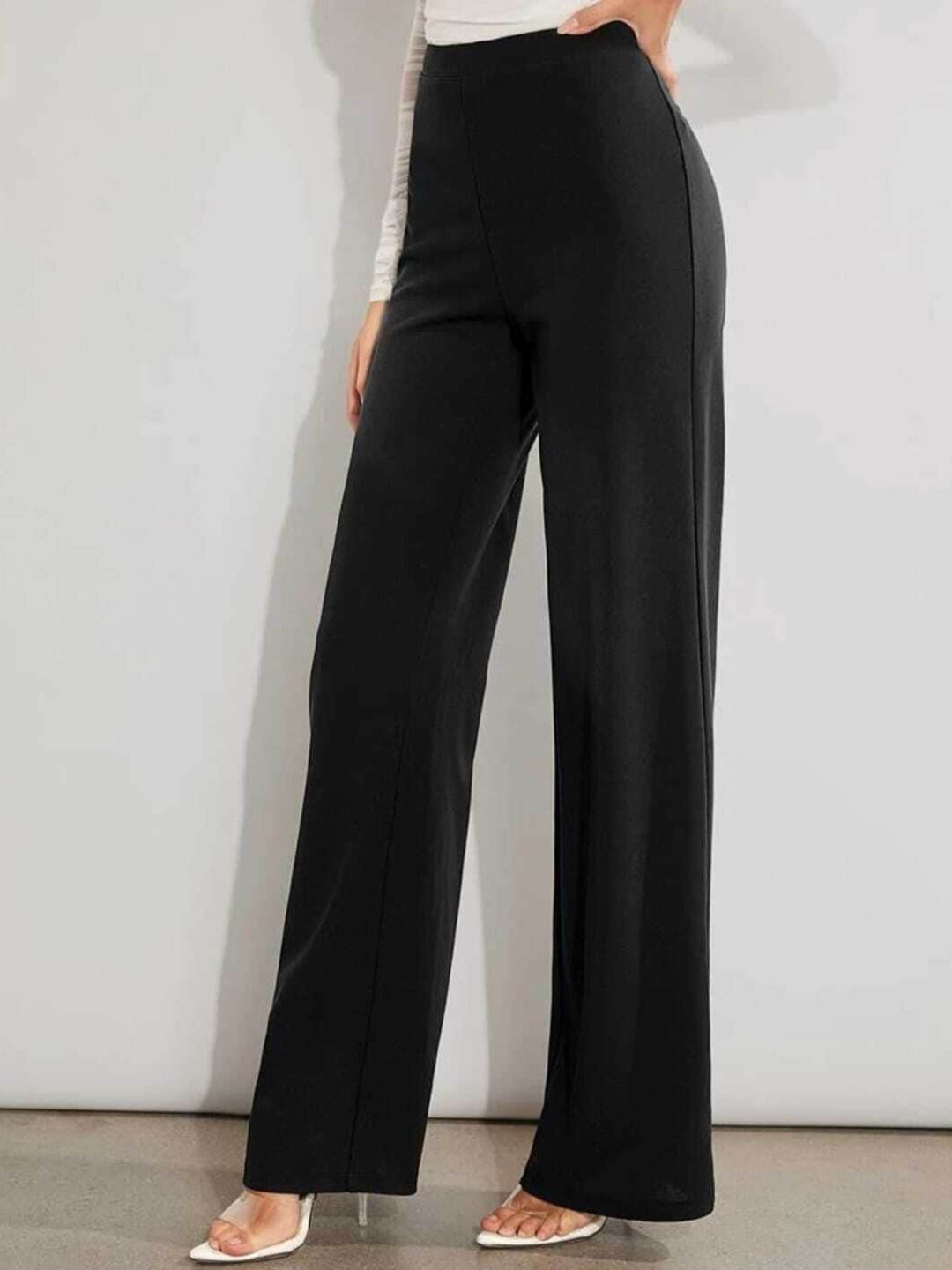 

BROADSTAR Women Straight Fit High-Rise Bootcut Trousers, Black