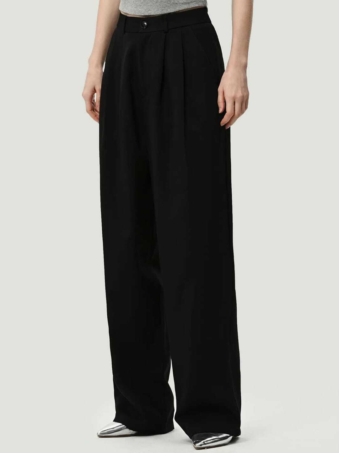 

BROADSTAR Women Pleated Korean Pants, Black