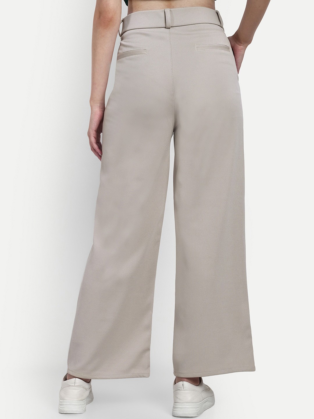 

Next One Women Smart Loose Fit High-Rise Easy Wash Trousers, Beige