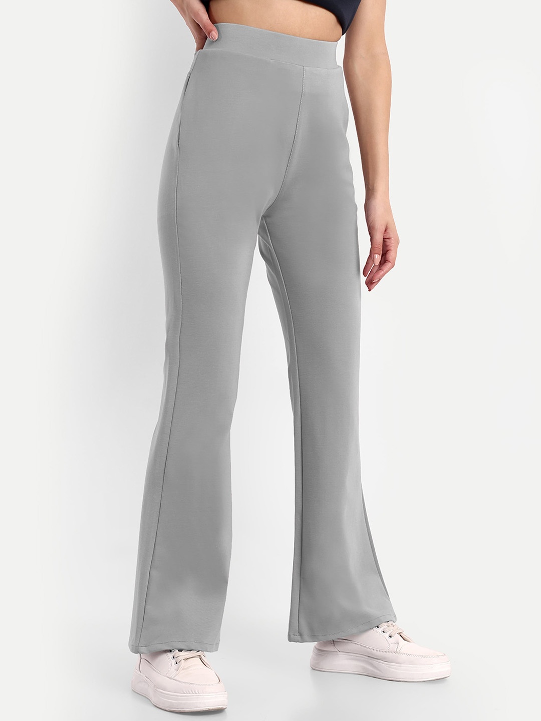 

Next One Women Smart Flared High-Rise Easy Wash Trousers, Grey
