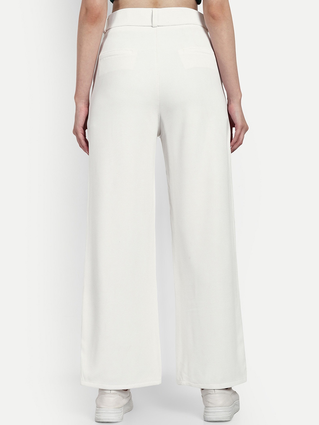 

Next One Women Cotton Smart Loose Fit High-Rise Easy Wash Parallel Trousers, White