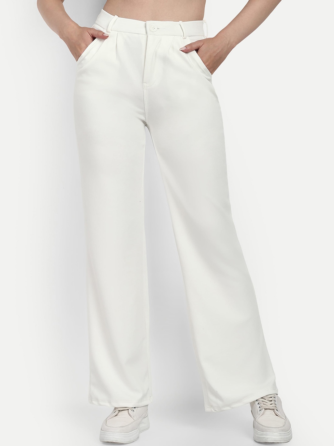 

Next One Women Smart Loose Fit High-Rise Easy Wash Trousers, White