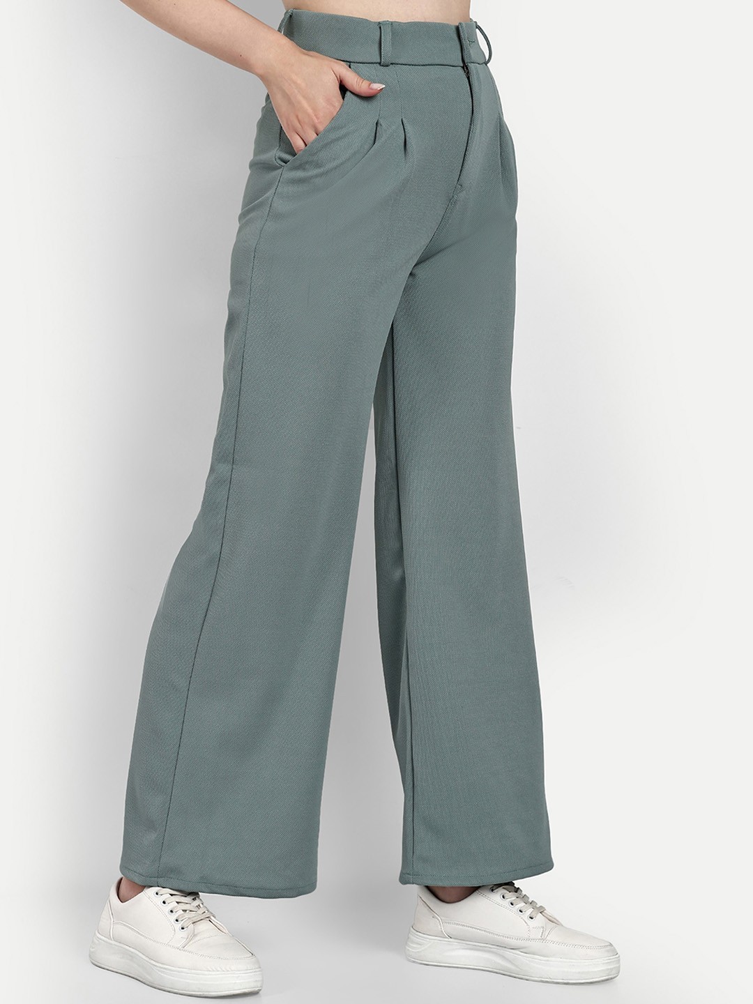 

Next One Women Smart Loose Fit High-Rise Easy Wash Trousers, Sea green