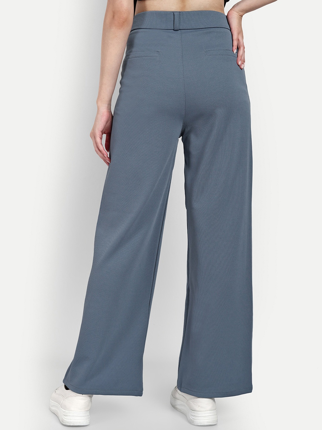 

Next One Women Smart Loose Fit High-Rise Easy Wash Parallel Trousers, Grey